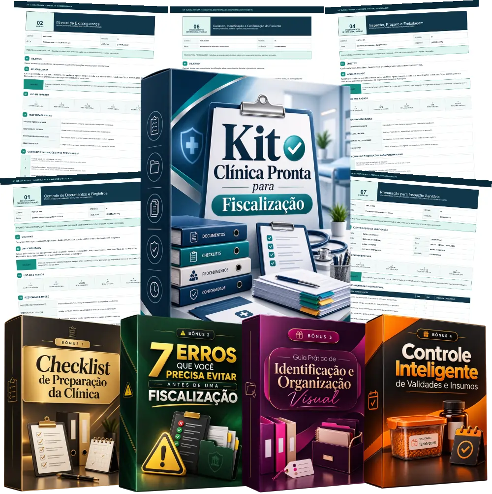 Kit Clínica Pronta para Fiscalização com mais de 77 documentos e POPs editáveis